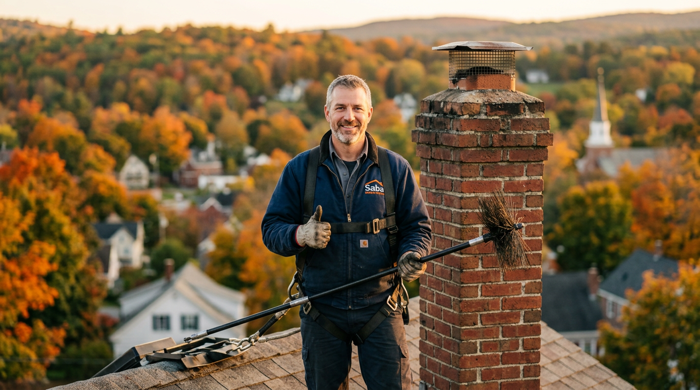 Saba Chimney Sweep Professional Technician in Branded Uniform